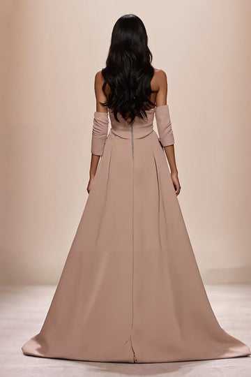 Champagne Älskling Appliques Aftonklänning med slits